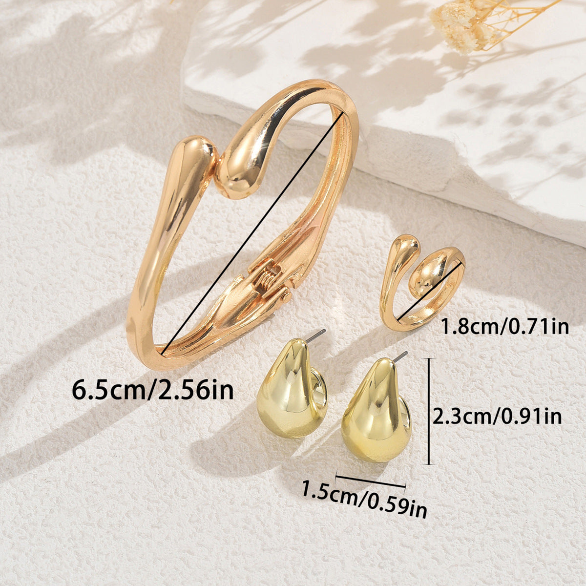 Pendientes de gota de agua geométricos con cuerpo de aleación y postes de acero inoxidable para mujer, joyería de moda de lujo galvanizada