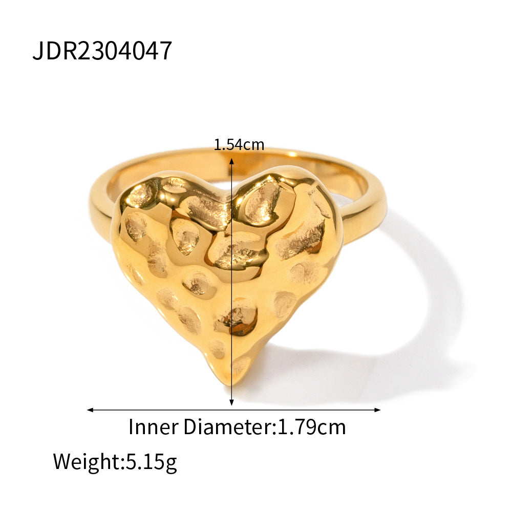 Set di collana e orecchini a cuore da donna in acciaio inossidabile placcato oro 18 carati, stile minimalista