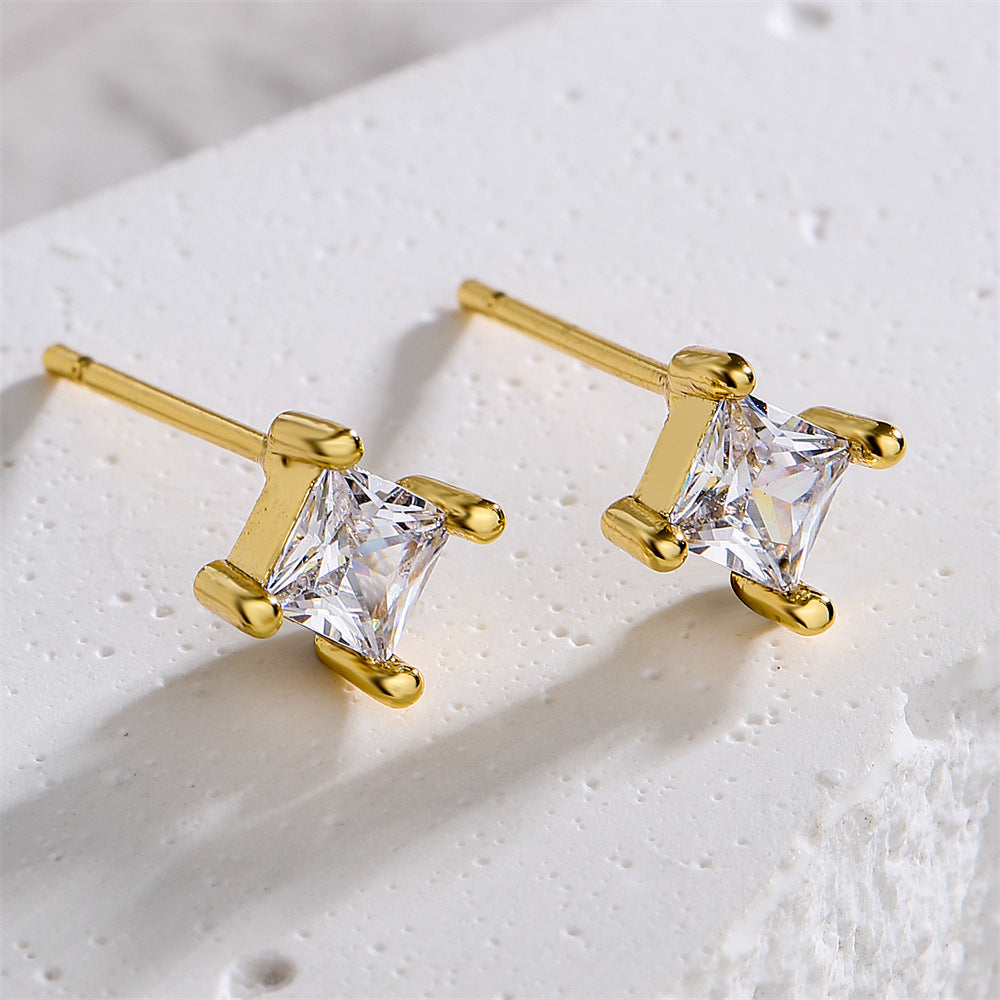 Butterfly-Shaped Geometric Stud Earrings for Women in Copper with 18K Gold Plating and Zircon Inlay