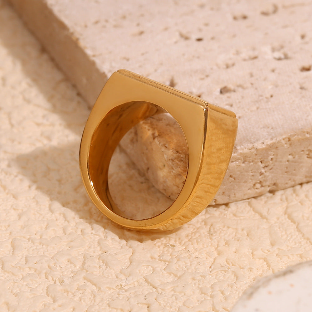 Anello Geometrico Minimalista in Acciaio Inossidabile Placcato Oro 18K da Donna