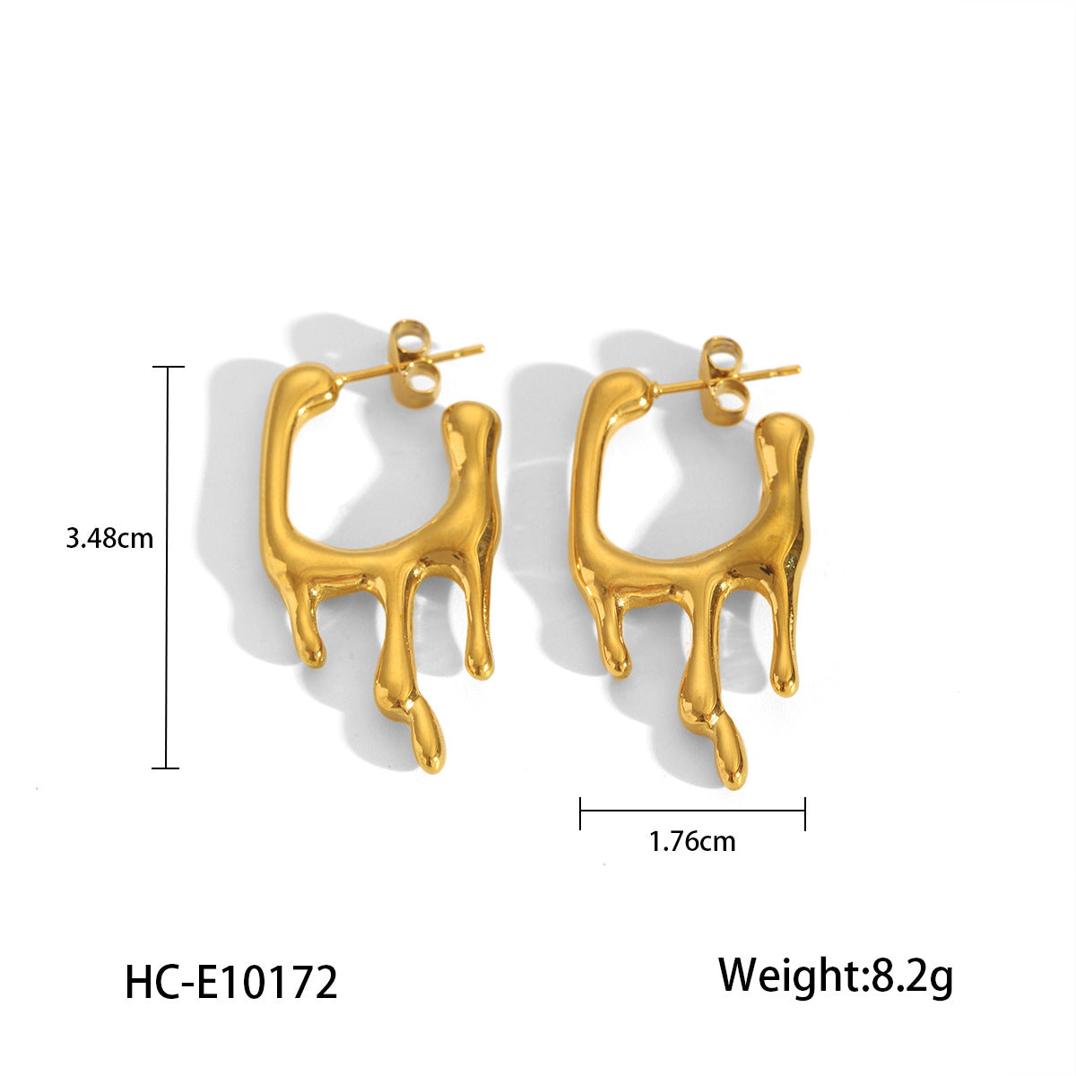 Trendy Geometric Lava Shape 18K Gold Plated Stainless Steel Stud Earrings for Women