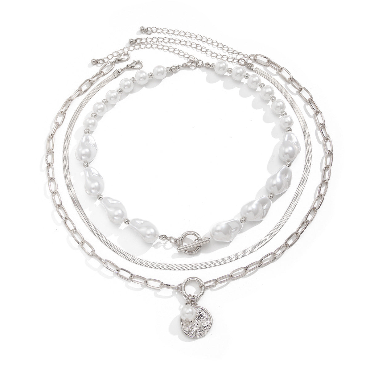 Collana pendente geometrica vintage barocca in lega con finitura placcata e catena a serpente da donna