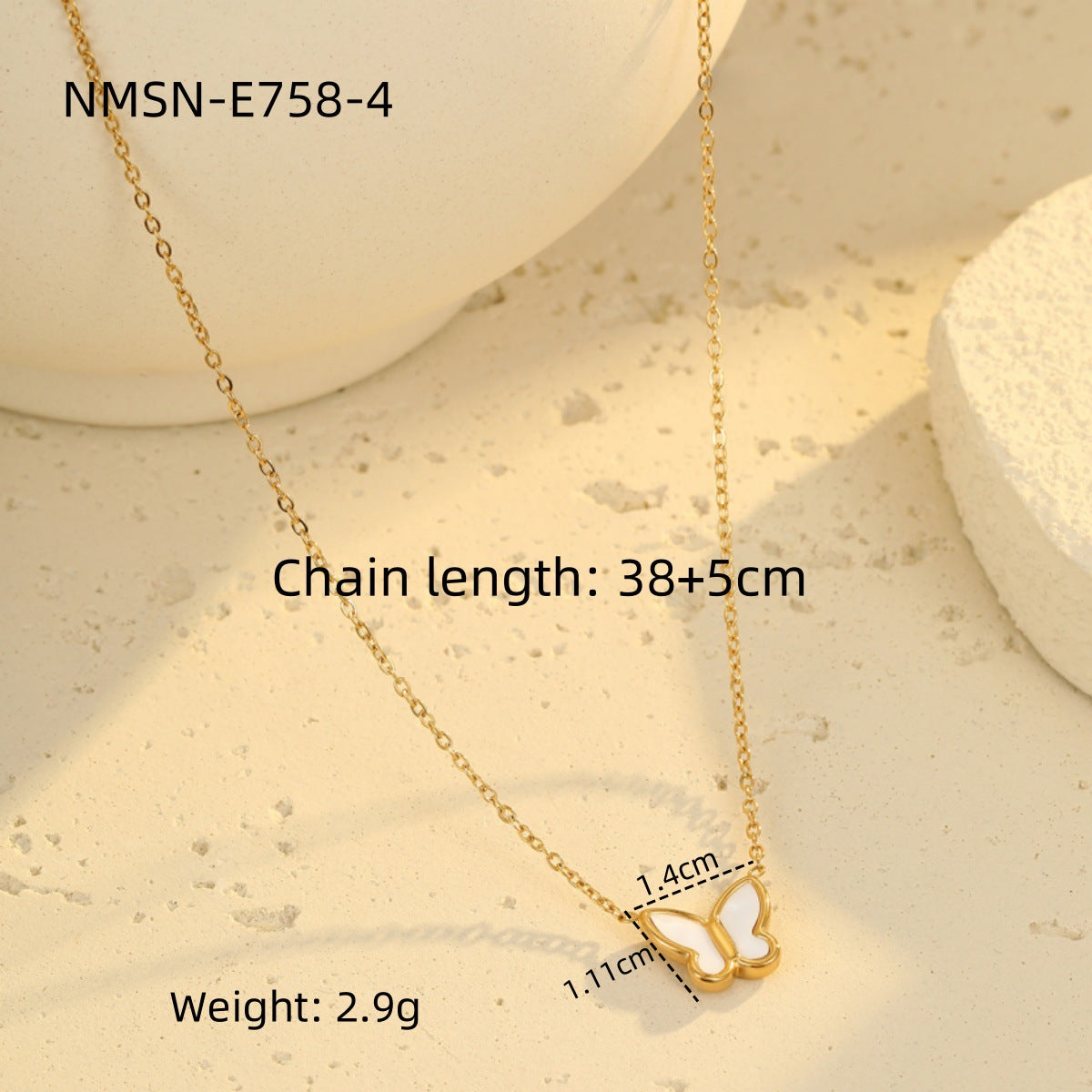 Set Collana Pendente a Farfalla OL alla Moda con Catena in Acciaio Inossidabile e Orecchini e Anello Abbinati