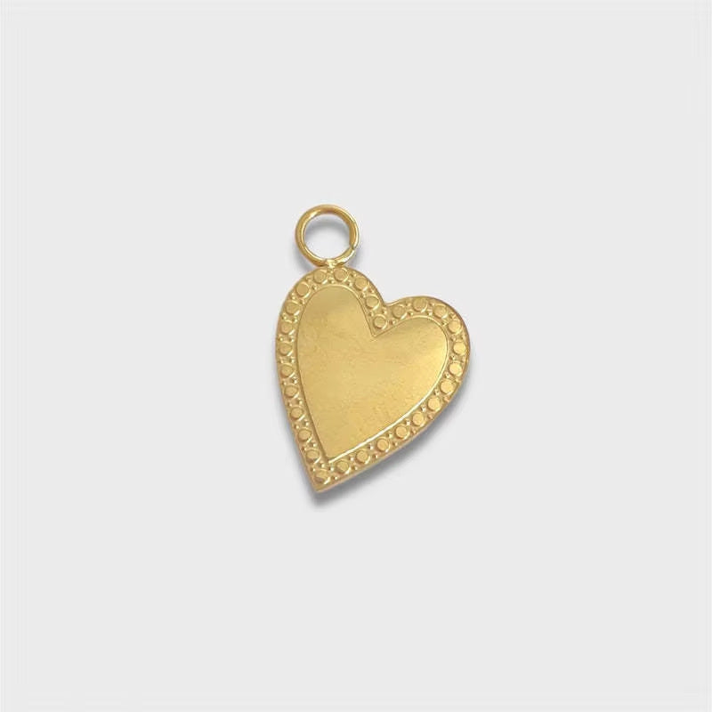 Minimalist Geometric Heart Stainless Steel PVD Plated 18K Gold Charm Bar Pendant