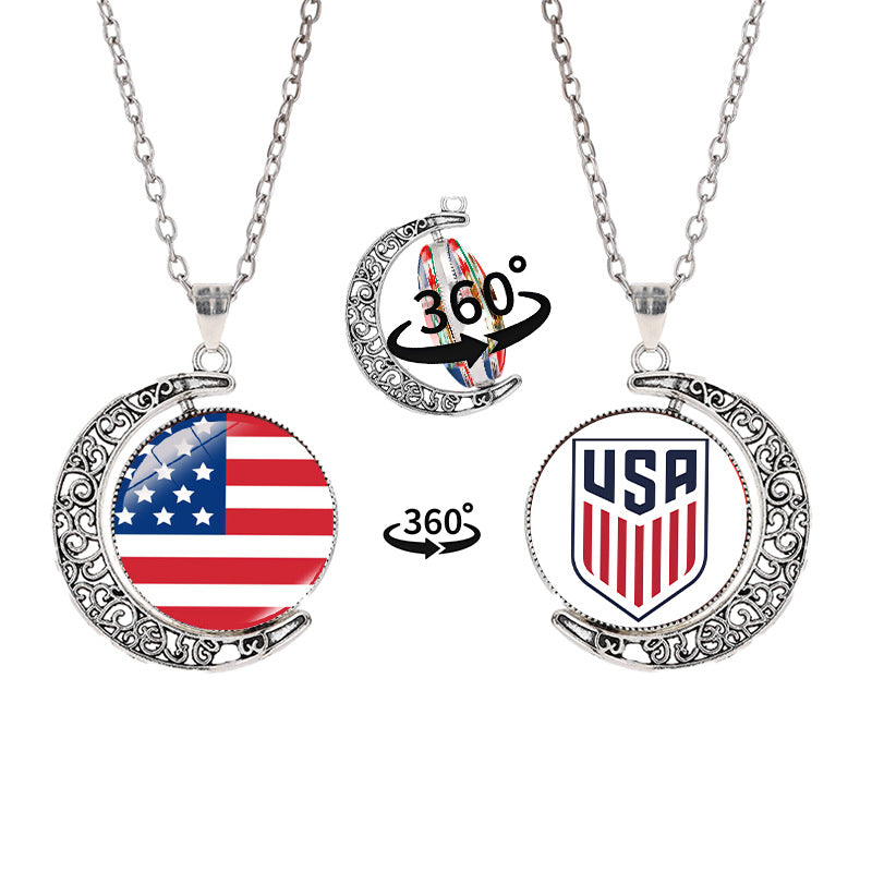 Collana a pendente a mezzaluna geometrica sportiva in lega con finitura galvanizzata per abbigliamento casual unisex