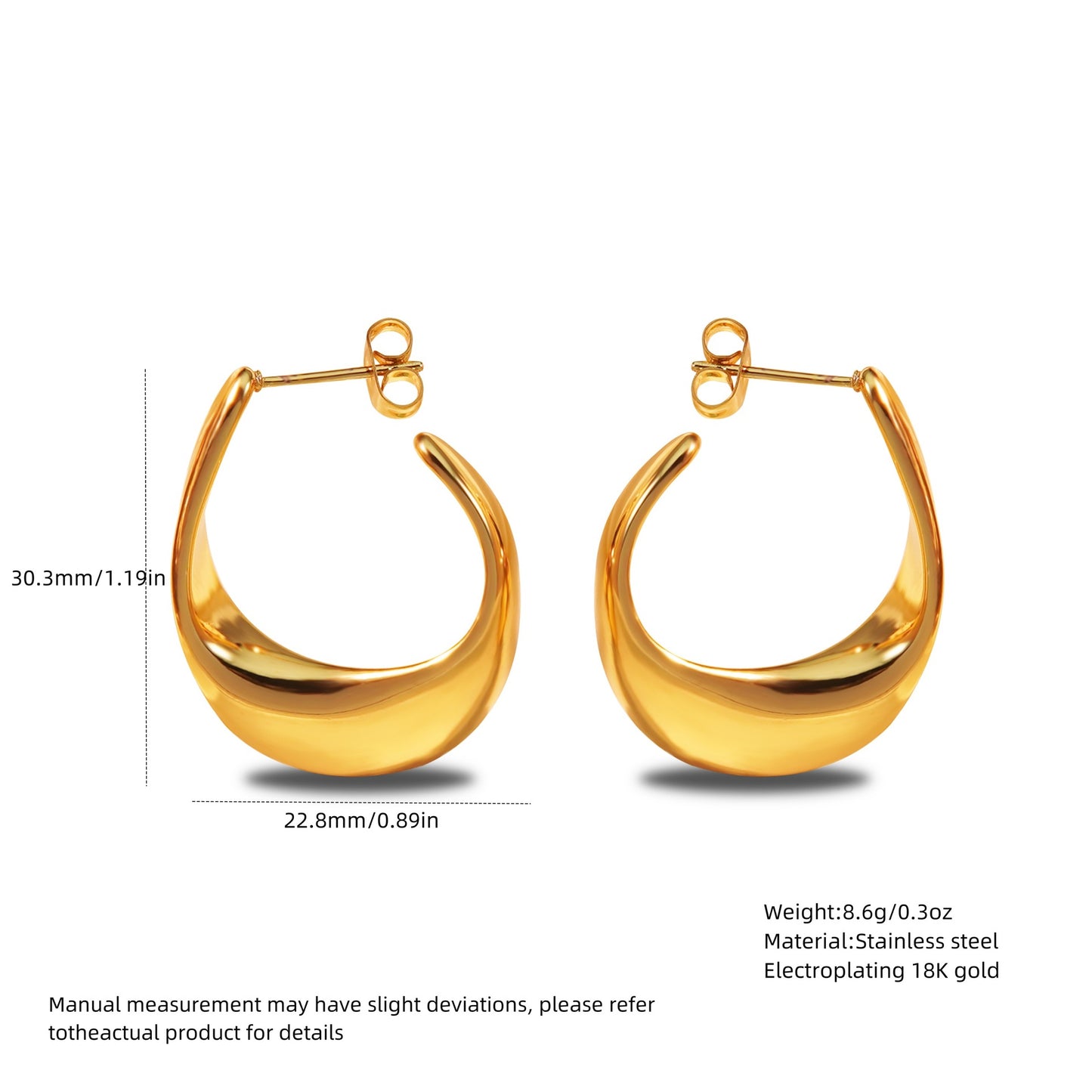Elegant Irregular Geometric Gold Plated Stainless Steel Earrings for Women