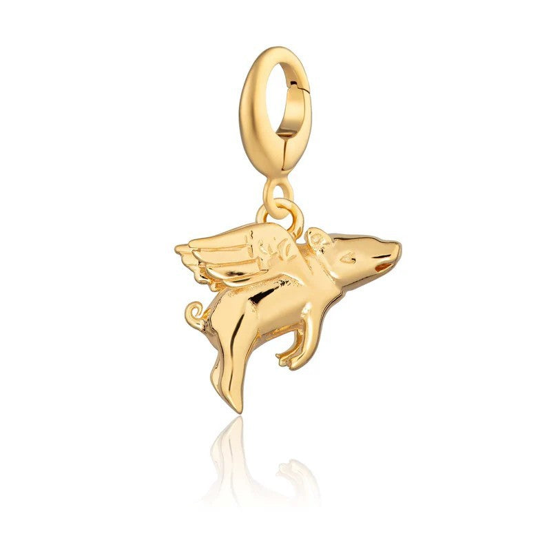 Ciondolo Bar Minimalista Geometrico a Forma di Animale in Acciaio Inox Placcato Oro 18K PVD per Collana con Catena a Cavo