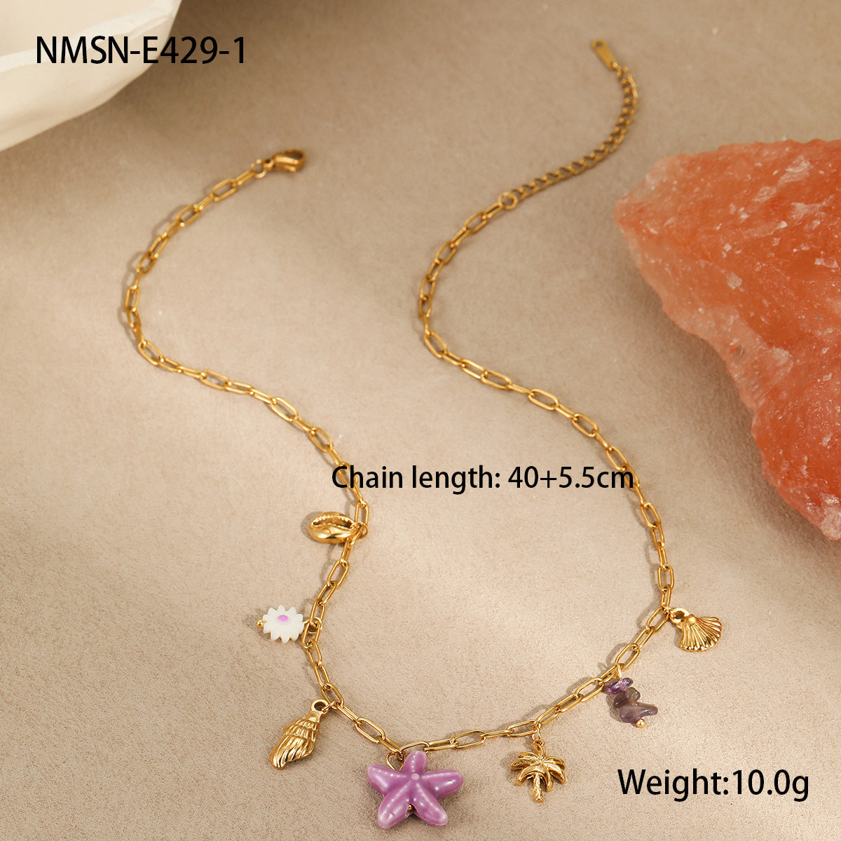 Fashionable Ocean-Themed Titanium Steel Bracelet with Starfish Shell Motifs for Women Electroplated Stainless Steel Geometric Jewelry