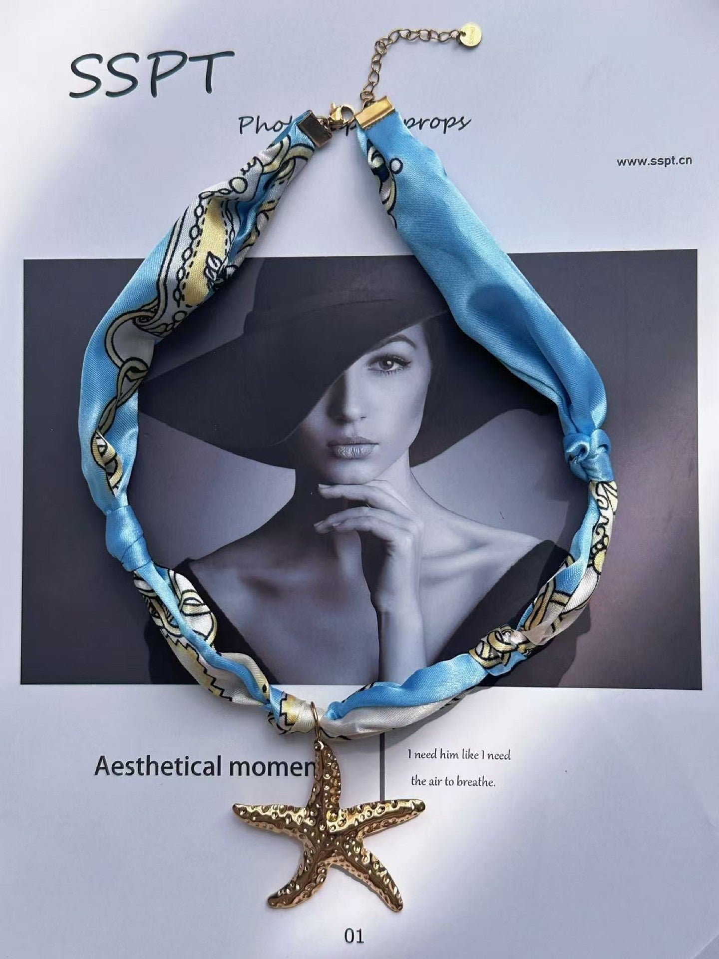 Casual Minimalist Stainless Steel and Silk Necklace with Heart Floral Starfish Pendant for Women