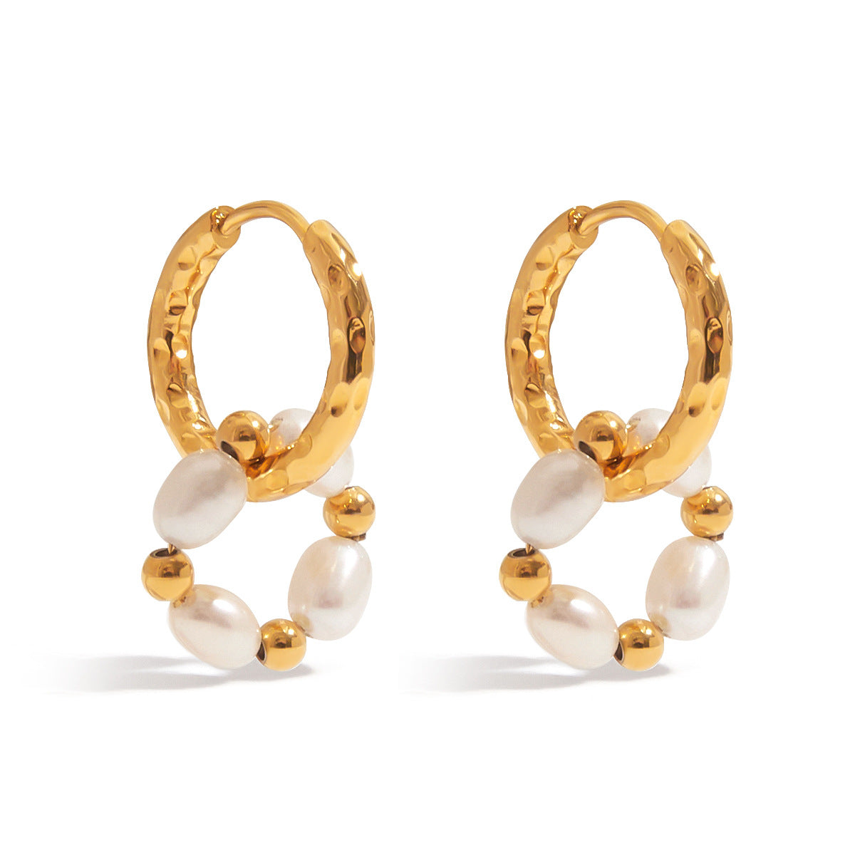 Elegant Geometric Stainless Steel Plated Pearl Earrings for Women