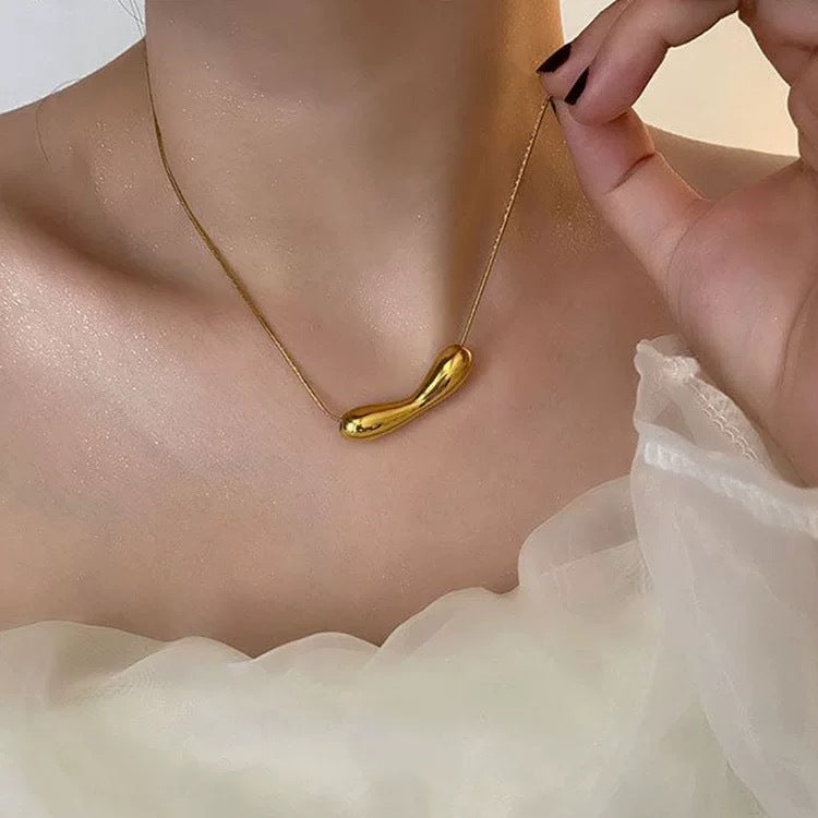 Geometric Irregular Smile Face Titanium Steel Necklace for Women