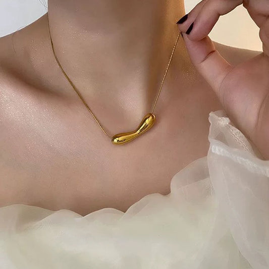 Geometric Irregular Smile Face Titanium Steel Necklace for Women