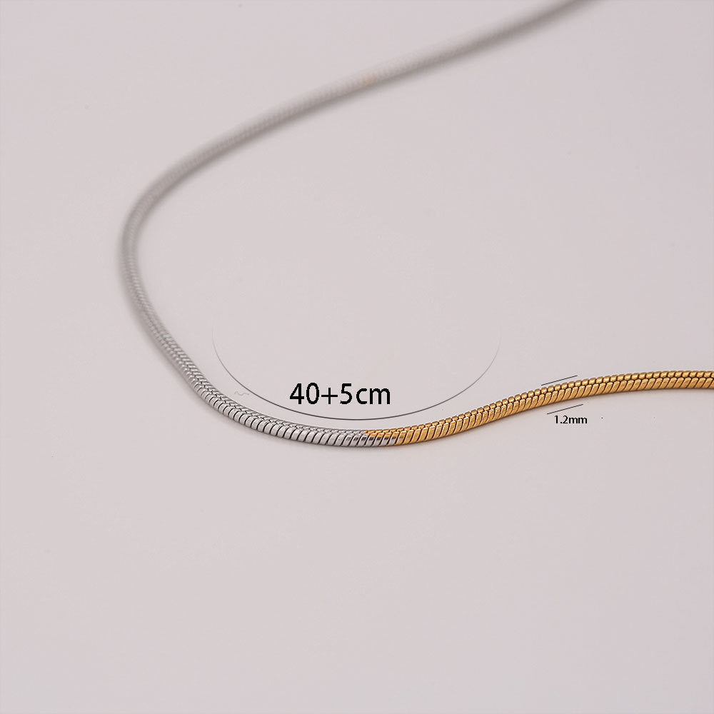 Collana Minimalista a Catena Serpentina Bicolore Sfumata a U in Acciaio Inossidabile e Acciaio al Titanio Unisex