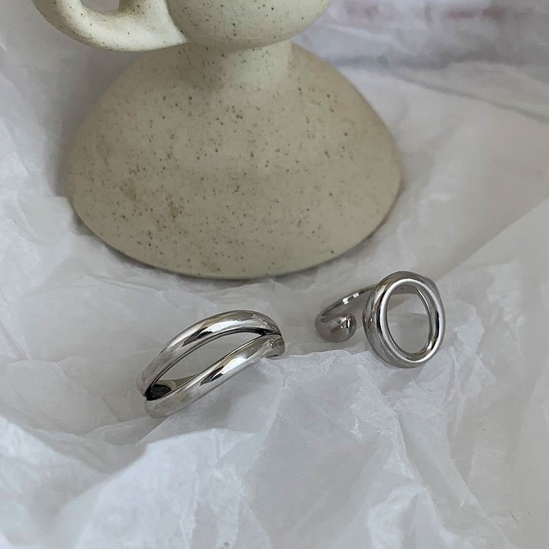 Minimalist Geometric Round Plated Alloy Ring Set for Women