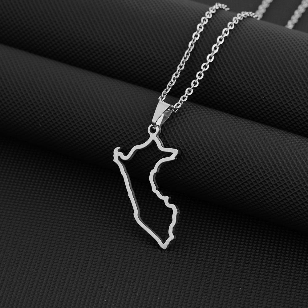Collar con colgante esmaltado geométrico vintage unisex de acero inoxidable con dije de acero de titanio y cadena O