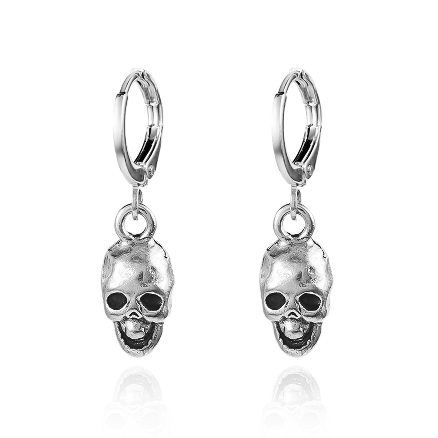 Pendientes de aleación con diseño punk geométrico para Halloween con fantasmas, calabazas, arañas y calaveras con rosas