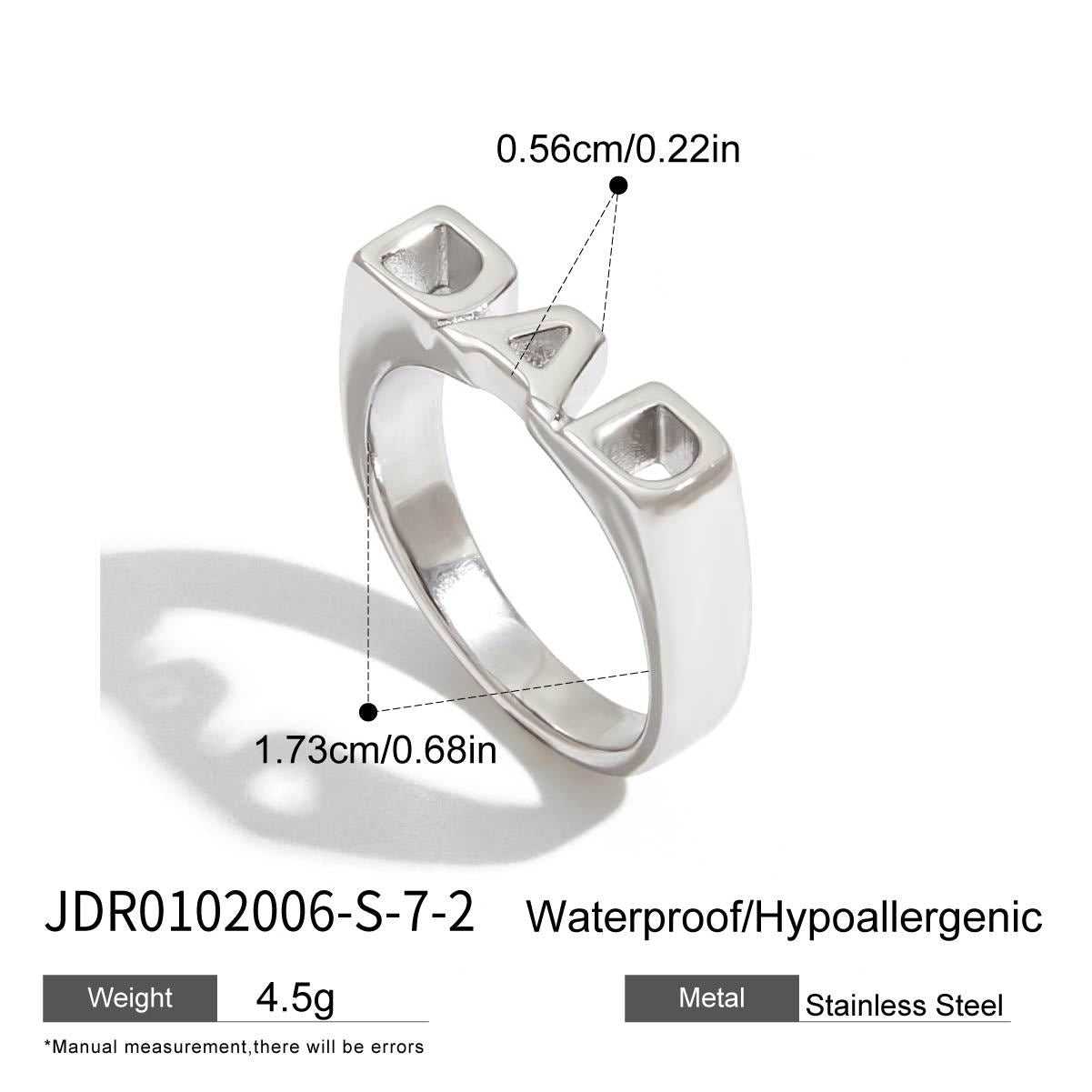Anello da donna minimalista a forma di lettera geometrica in acciaio al titanio con finitura placcata
