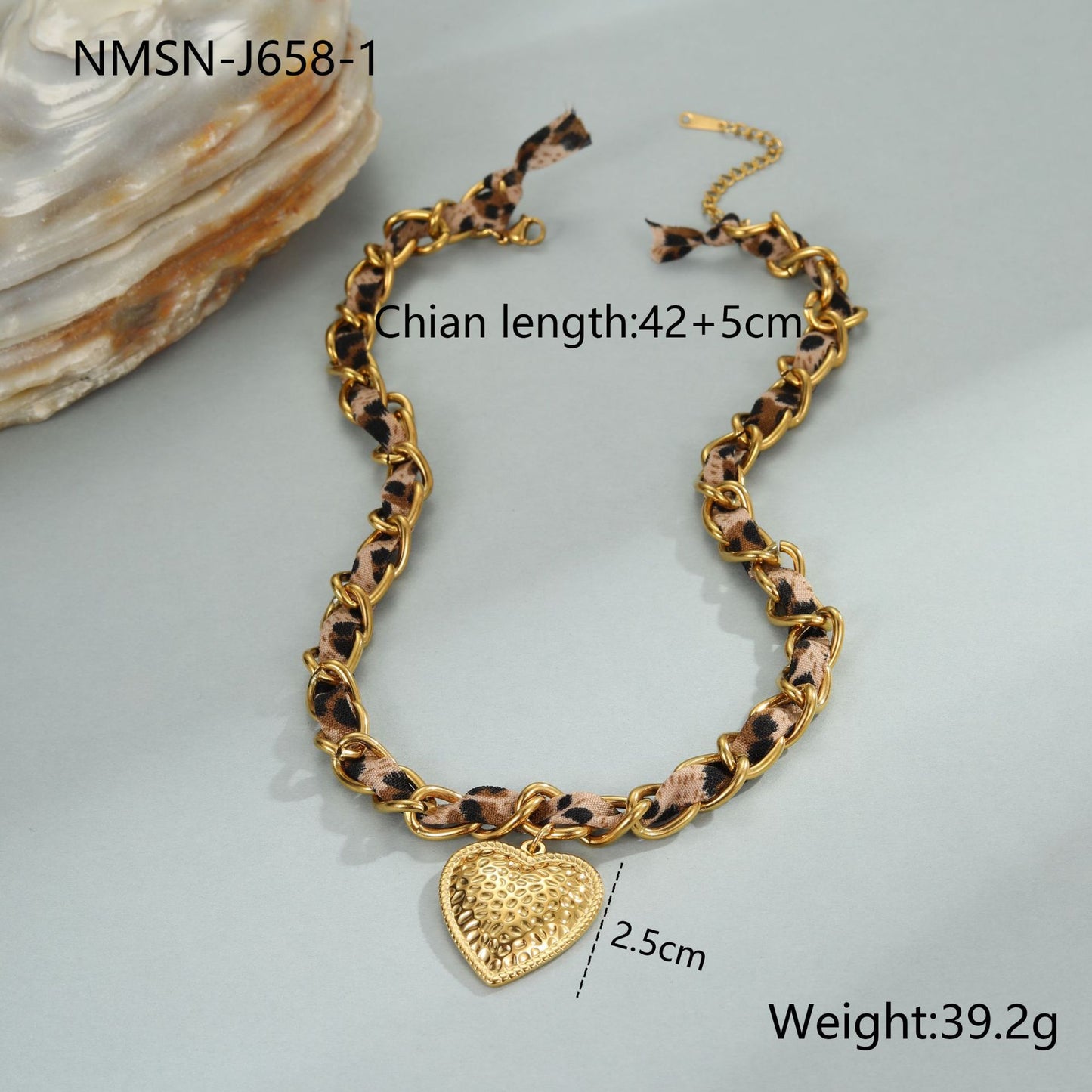 Elegante collar de acero inoxidable con estampado de leopardo geométrico y acabado chapado para mujer