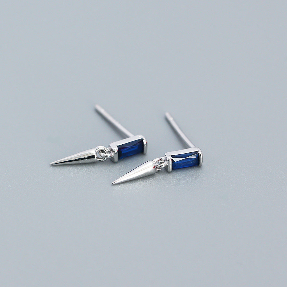 Minimalist 925 Sterling Silver Square Geometric Cubic Zirconia Inlay Earrings