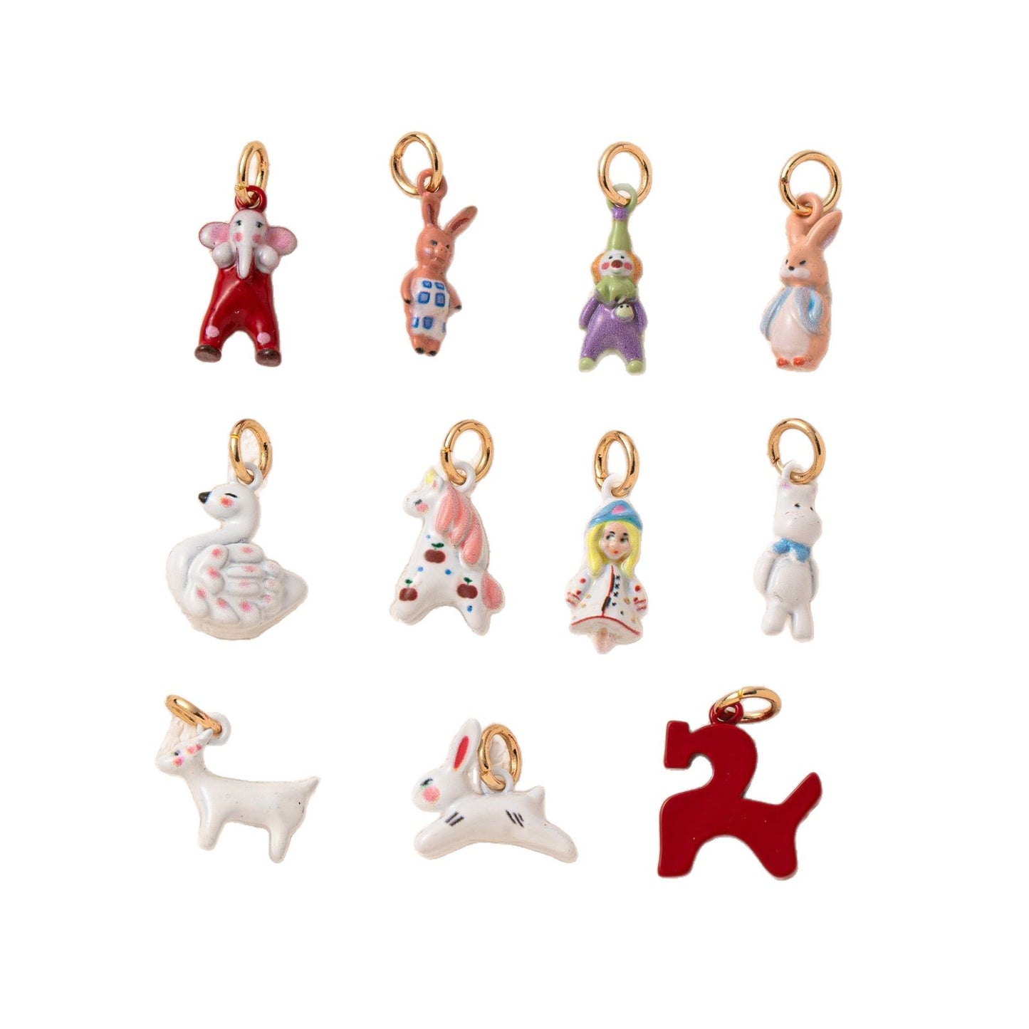 Dopamine Stainless Steel Plated Drip Oil Animal Pendant Necklace Squirrel Rabbit Horse Sheep Swan