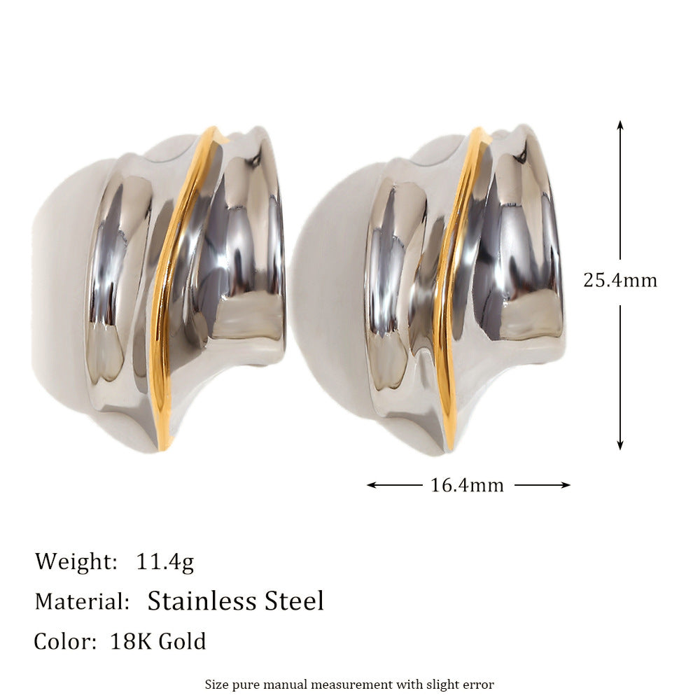 Vintage-Style Teardrop-Shaped Stainless Steel Earrings with 18K Gold Plating and Natural Stone Accents for Women