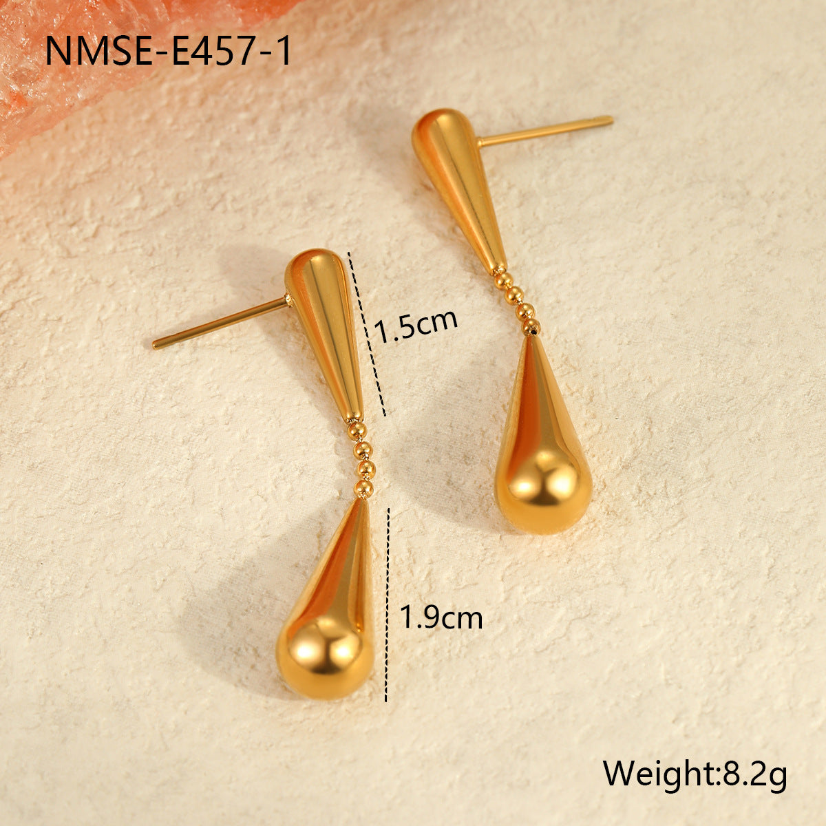 Pendientes Minimalistas Geométricos de Gota de Agua en Acero Inoxidable con Acabado Chapado para Mujer