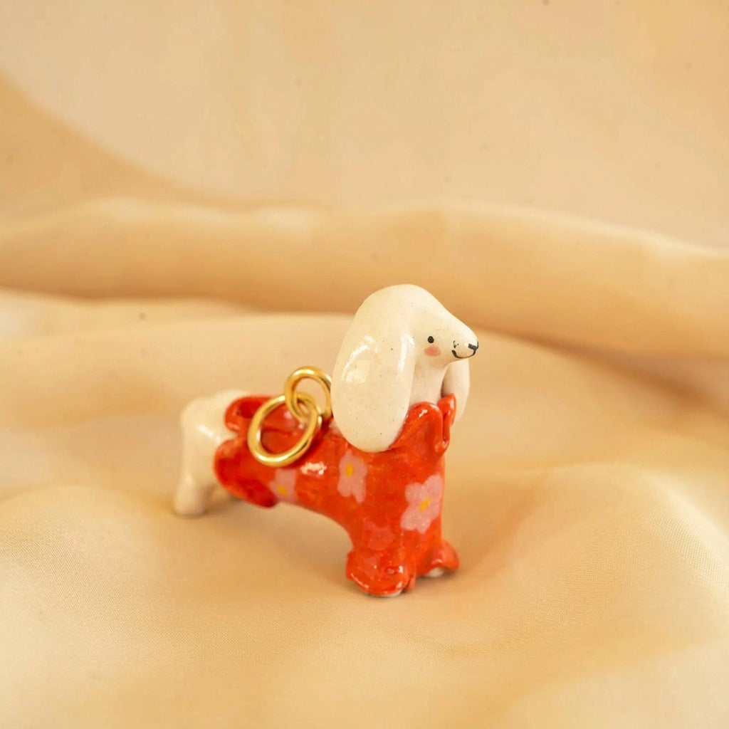 Ciondolo a barra con charm a forma di cane in acciaio inossidabile PVD casual