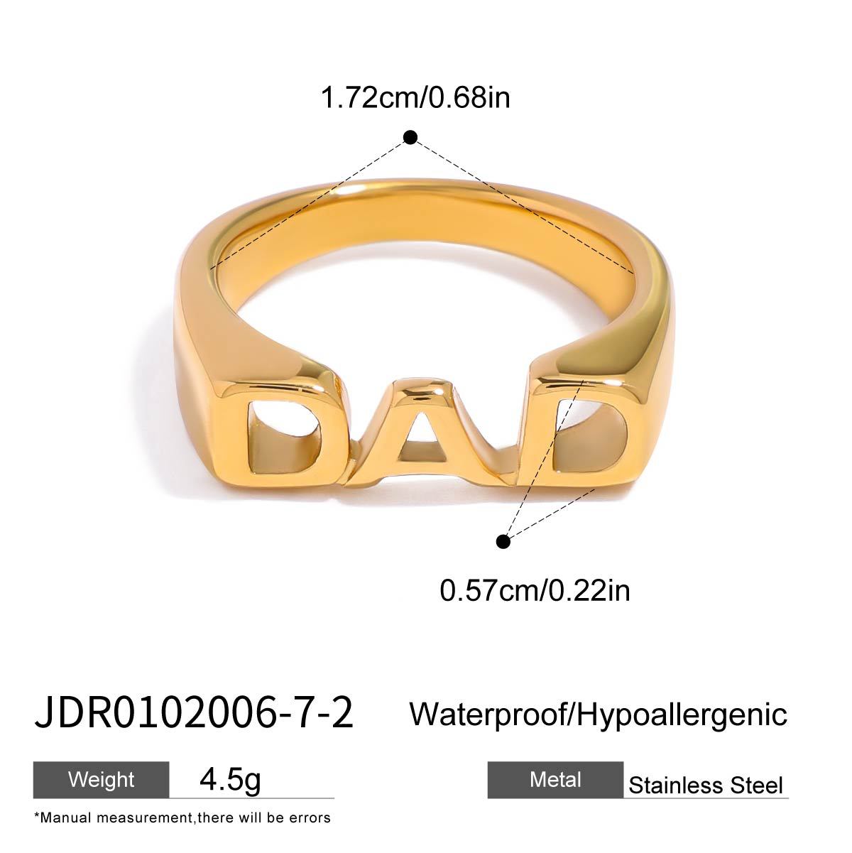 Minimalist Geometric Letter Plated Stainless Steel Ring for Women
