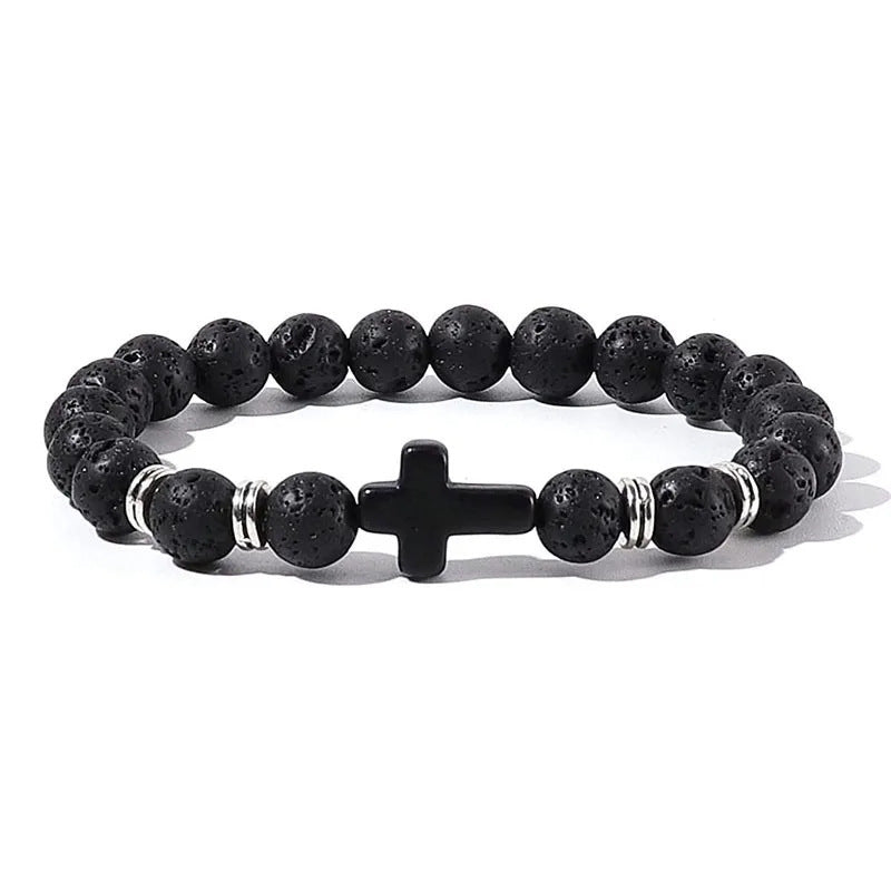 Minimalist Geometric Tiger Eye Turquoise Obsidian Beaded Bracelet Unisex Handmade Jewelry