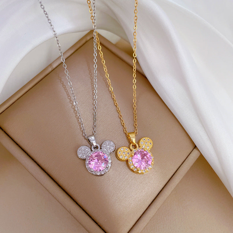 Collana Geometrica con Strass in Acciaio al Titanio di Lusso Cartone Animato