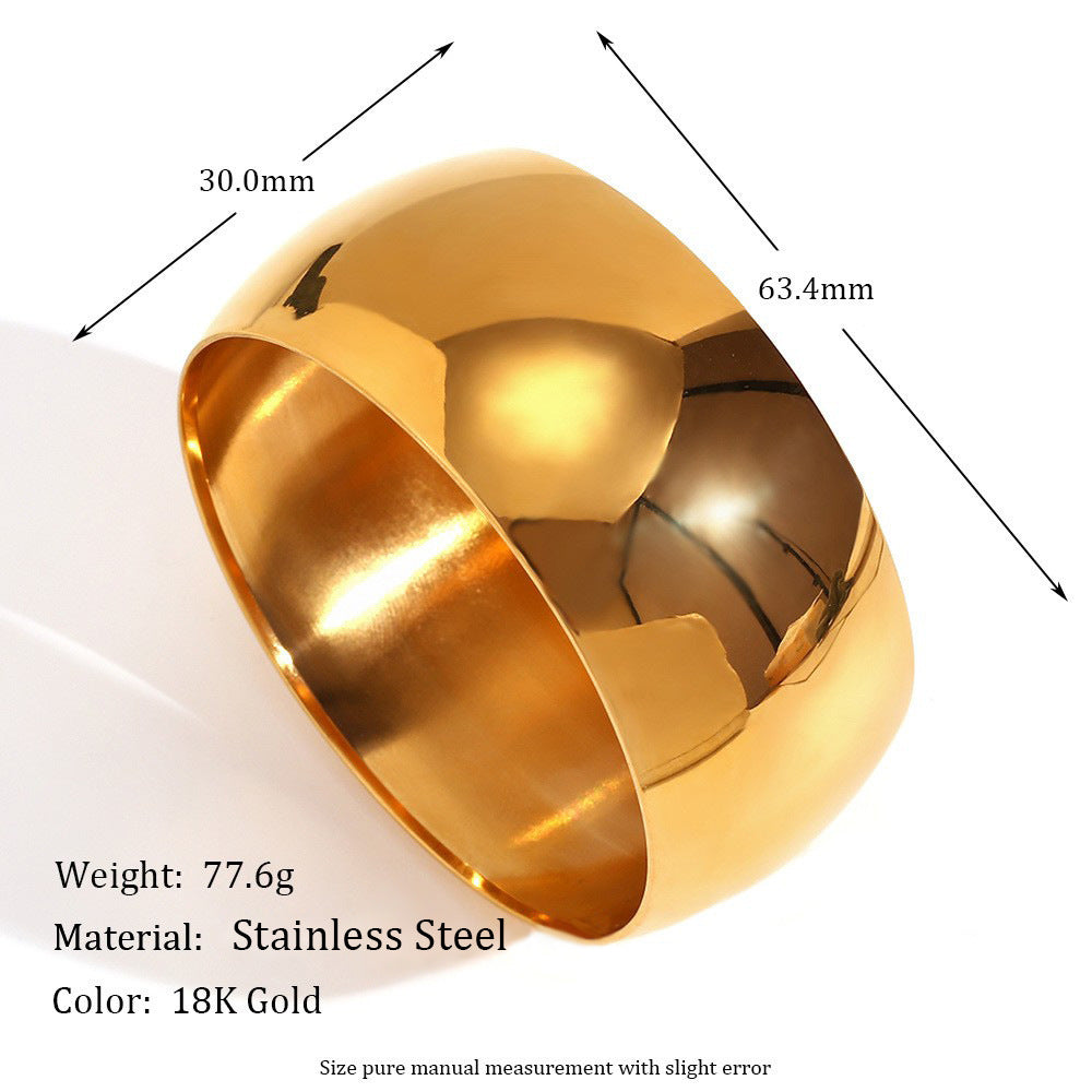 Minimalist Luxury 18K Gold Plated Stainless Steel Geometric Round Bangle Bracelet