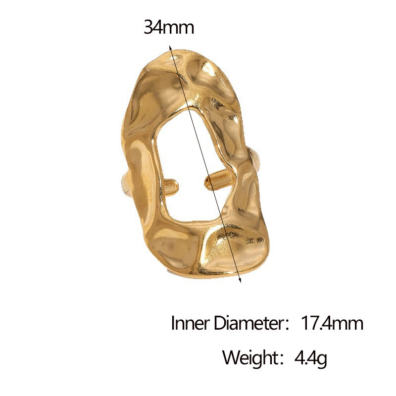 Anello Aperto da Donna Minimalista Geometrico in Acciaio Inossidabile con Finitura Placcata e Design Irregolare