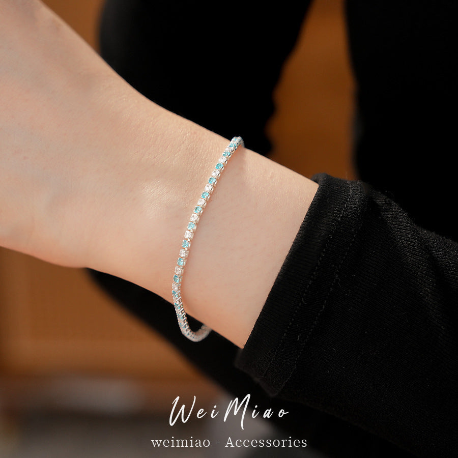Minimalist Elegant Rectangle Geometric Brass Bracelet with Cubic Zirconia Inlay for Women