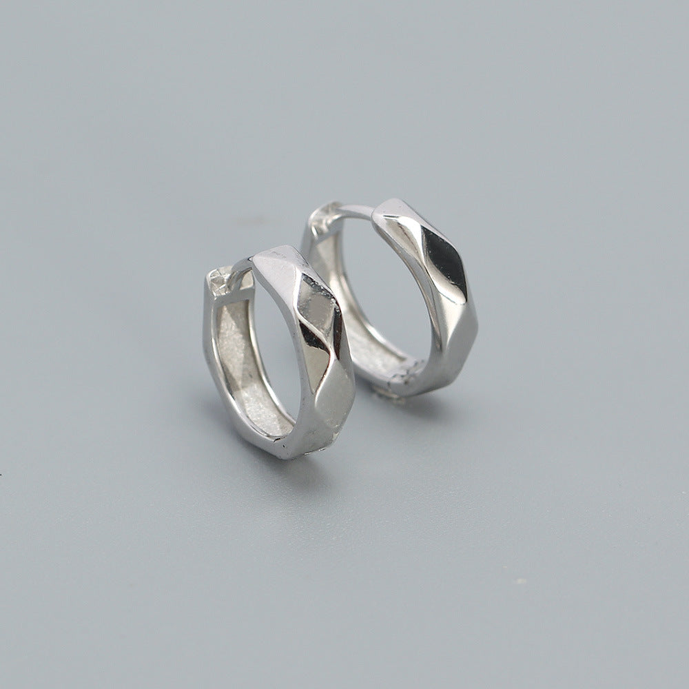 Orecchini a polsino a forma geometrica in Argento Sterling S925, placcati, per un look unisex alla moda e per tutti i giorni