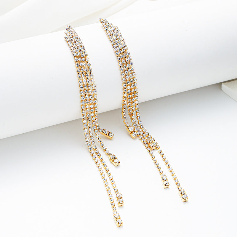 Minimalist Geometric Alloy Stud Earrings with Zircon Inlay for Women