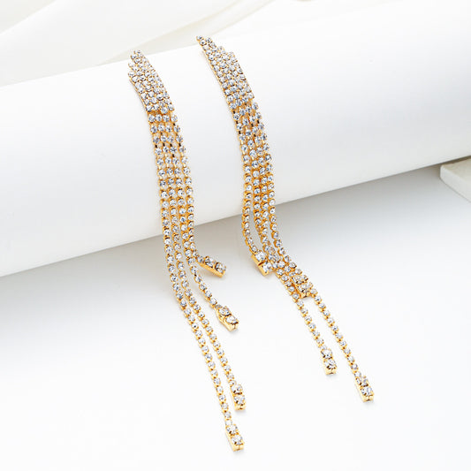 Minimalist Geometric Alloy Stud Earrings with Zircon Inlay for Women