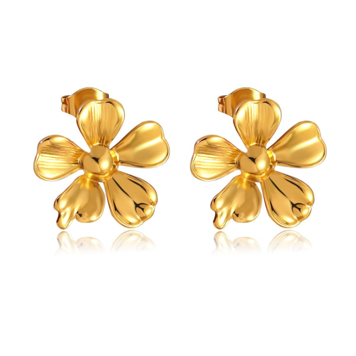 Luxury Gold Plated Floral Stainless Steel Earrings for Women