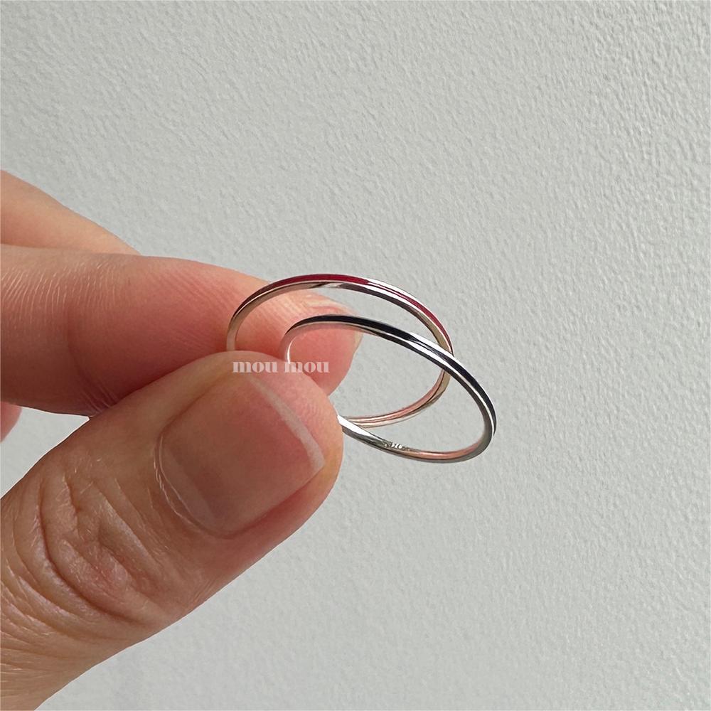 Minimalist Vintage 925 Sterling Silver Geometric Line Ring for Women