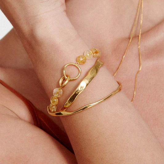 Bracciale Minimalista Geometrico in Acciaio al Titanio con Finitura Placcata per Donna e Uomo
