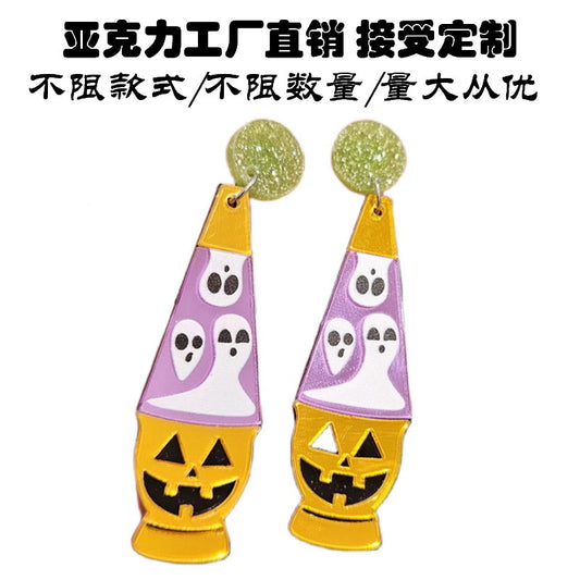 Pendientes acrílicos de Halloween con diseño de fantasma, personaje de dibujos animados y detalles estampados para mujer