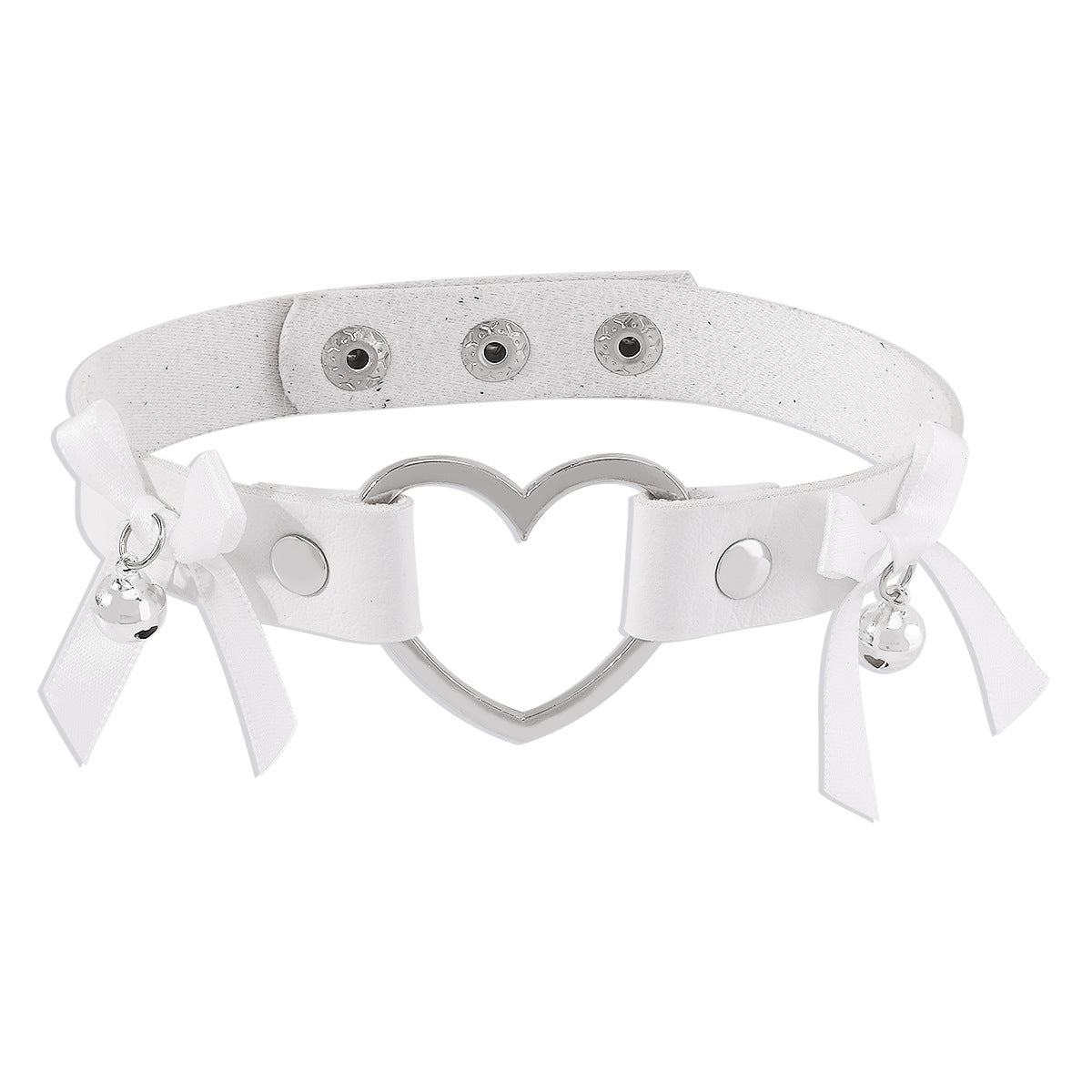 Collar Gargantilla Corazón Geométrico Dulce y Atrevido con Diseño de Lazo en Cuero PU y Aleación con Acabado Artesanal