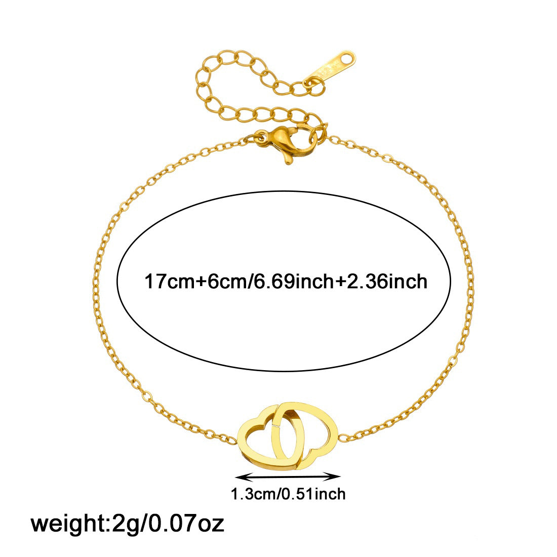 Minimalist Gold Plated Heart Stainless Steel Bracelet