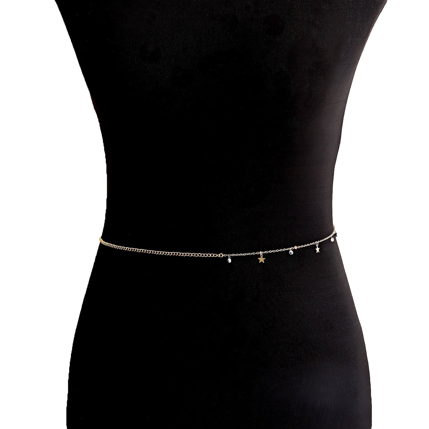 Minimalist Punk Geometric Star Cubic Zirconia Alloy Waist Chain for Women