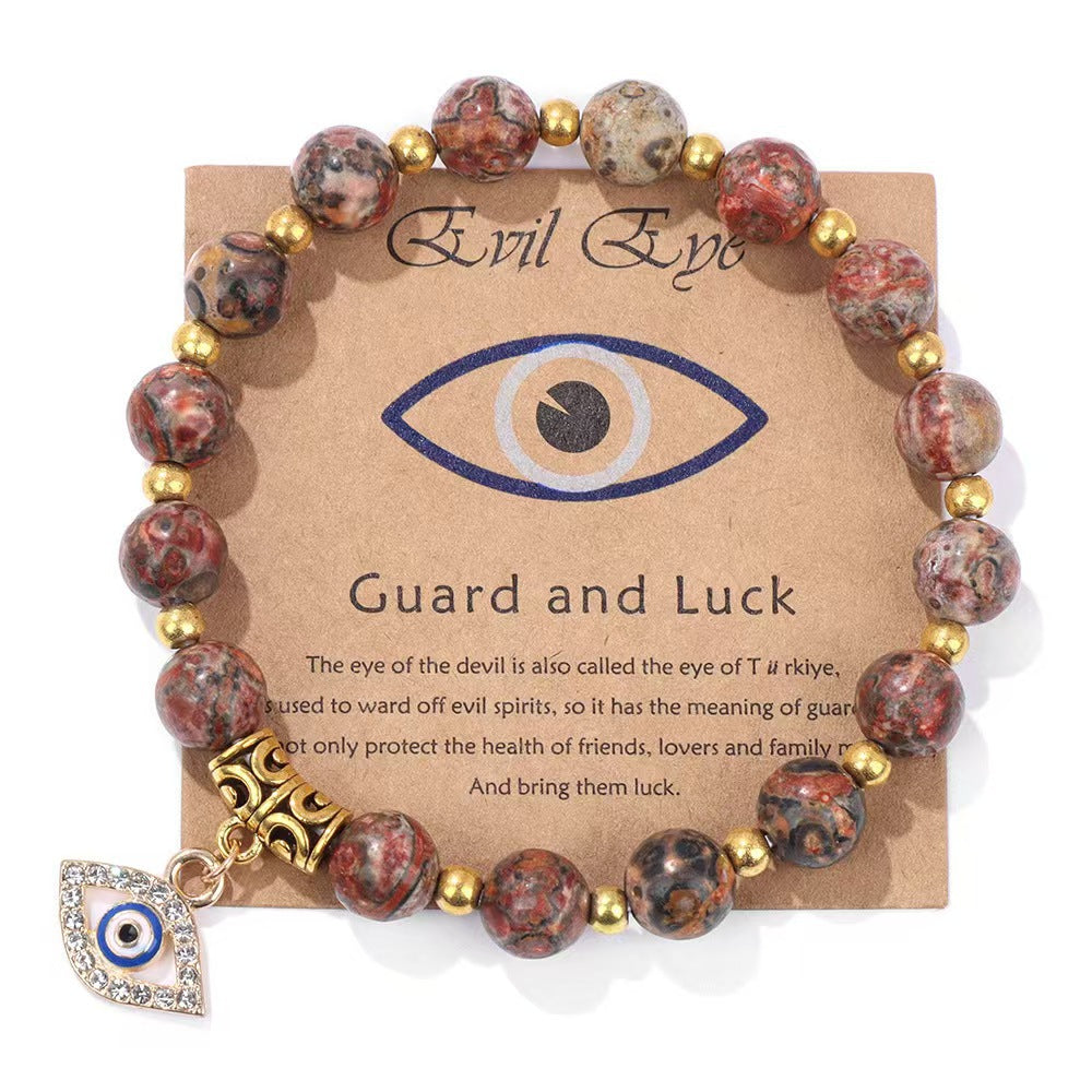 Minimalist Geometric Evil Eye Rhinestone Beaded Bracelet Unisex Yoga Energy Jewelry
