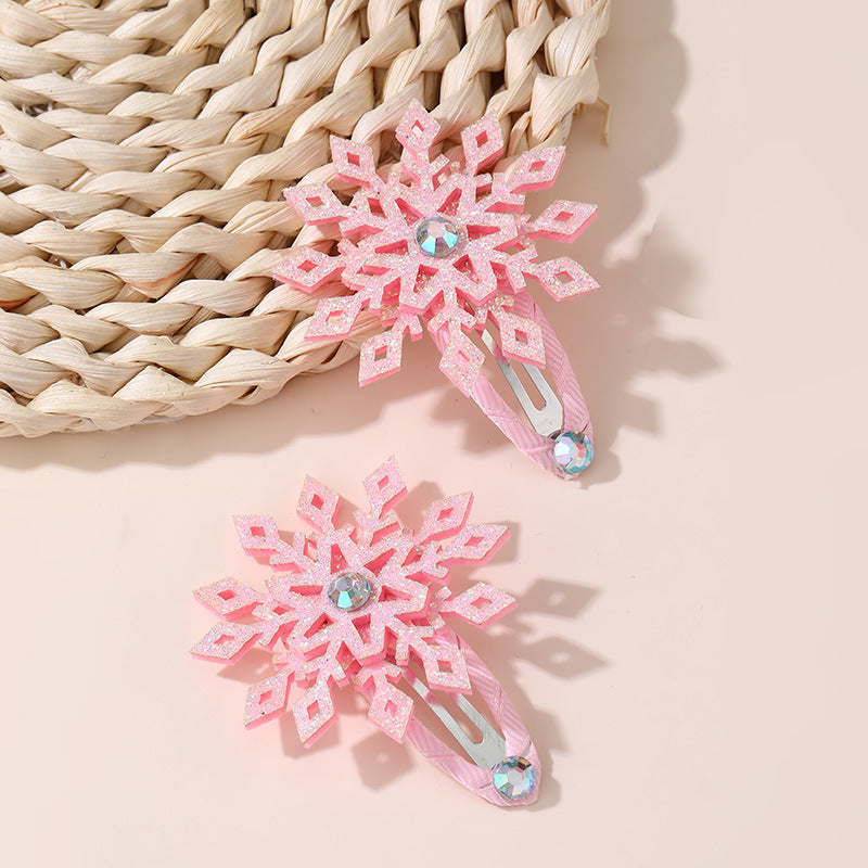 Fermaglio per Capelli a Fiocco di Neve per Bambini con Fiocco in Metallo, Accessorio per Capelli Ispirato a Elsa per Natale