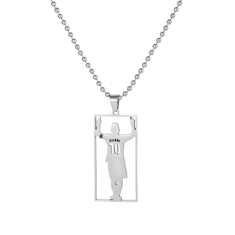 Hip-hop Streetwear Polished Titanium Steel Round Geometric Pendant Necklace for Men