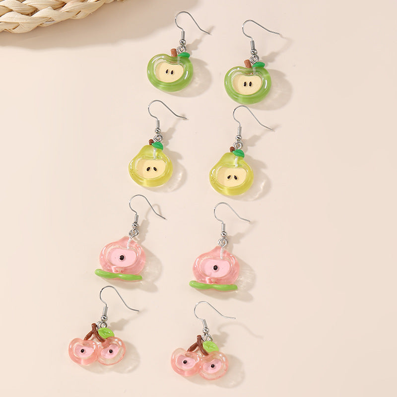 Orecchini a perno per bambini in resina plastica a forma di fiocco minimalista con design a frutta e petali a tema gelato colorato