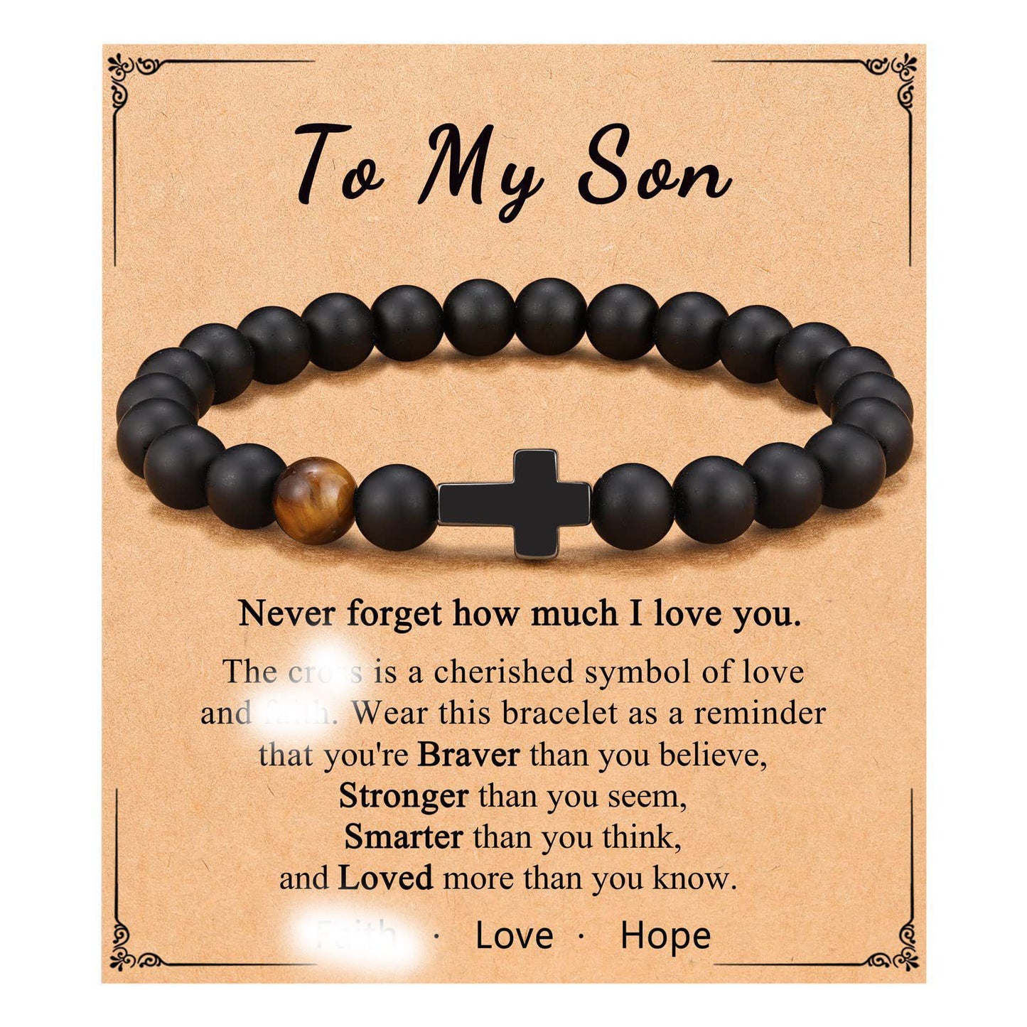 Minimalist Matte Polished Cross Beaded Bracelet for Men