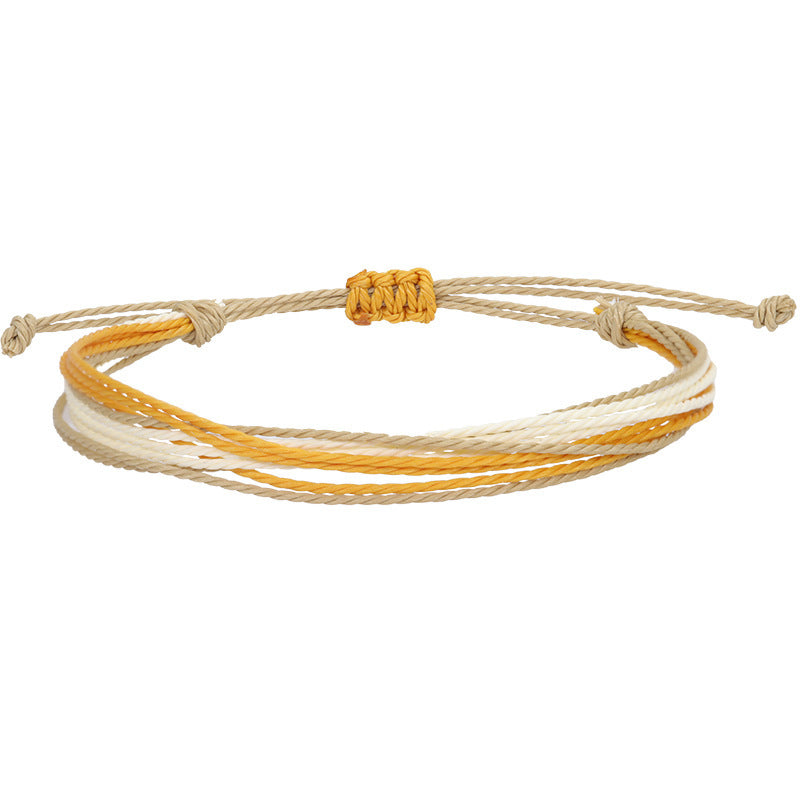 Bohemian Sweet Handmade Braided Wax Cord Bracelet U Shape Unisex Lucky Charm