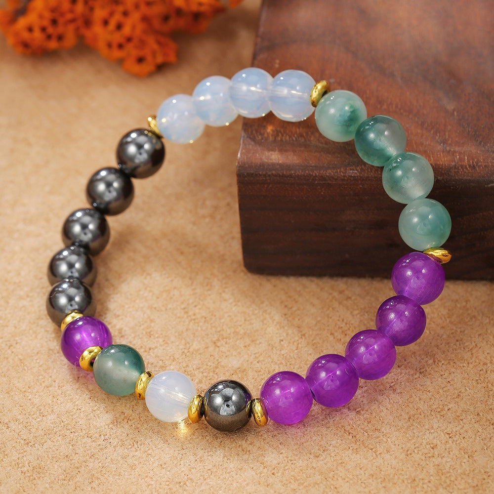 Handmade Natural Tiger's Eye Turquoise Hematite Amethyst Agate Bracelet